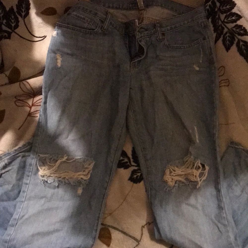 Rip light blue jeans